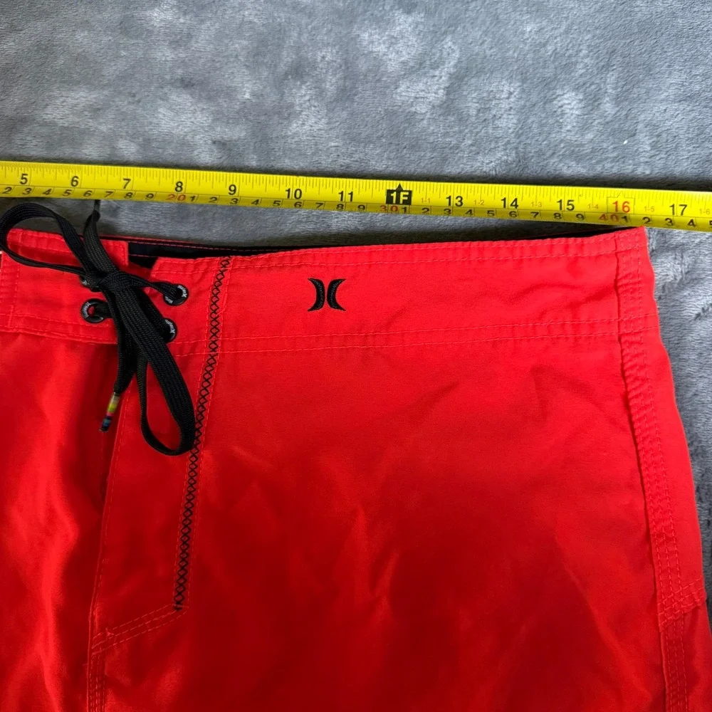 Hurley Mens SZ 32 Board Shorts Orange Cargo Pocket Swim Trunks